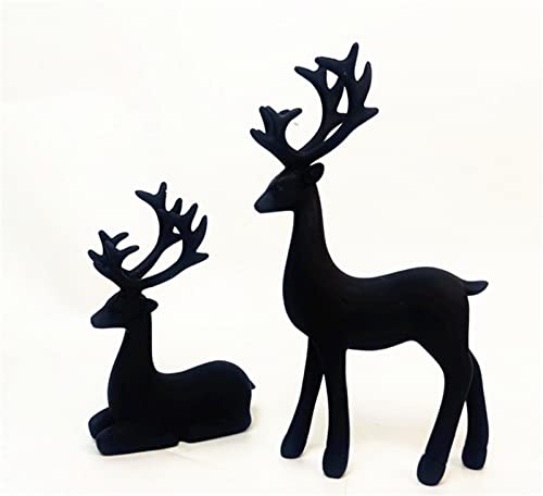 Bonlting 2 Pack Resin Christmas Reindeer Figurines Deer Statues Elk Sculpture Deer Ornaments For Living Figurine Statues Tv Cabinet Home Office Wine Cabinet Decoration  thumb #1
