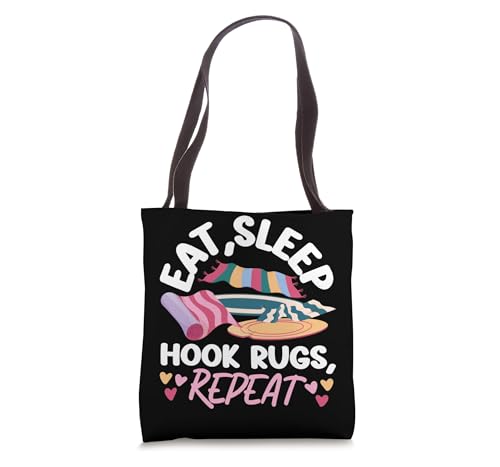 Bolso tipo tote con diseño 'Eat, Sleep, Hook Rugs, Repeat' miniatura 1