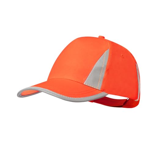 BLUECHOLON Berretto sportivo a 5 pannelli, poliestere, alta visibilità, regolabile, giallo fluoro, arancione fluo, arancione fluoro, 60