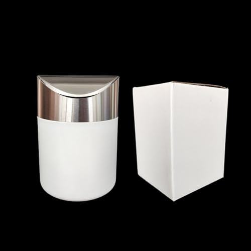 Caneca de basura pequeña de acero inoxidable blanca miniatura 6