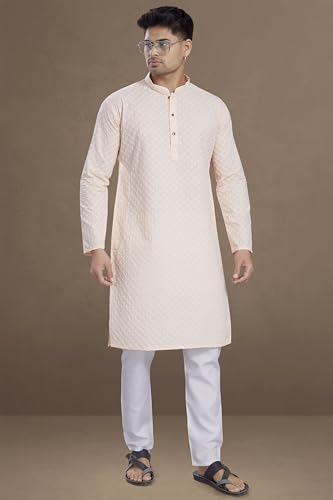 Image of DIVISIVE Men's Thread Embroidered Cotton Only Slim Fit Kurta