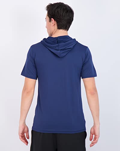 Real Essentials 3 Pack: Men's Dry Fit Short Sleeve Active Athletic Hoodie Pullover Sweatshirt (Available in Big & Tall)