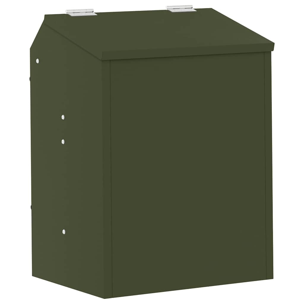 Moderner Kaninchenfutterautomat aus Stahl in Olivgrün – Robuster Kleintierfütterer für drinnen und draußen, 33,5 x 25,5 x 45,5 cm