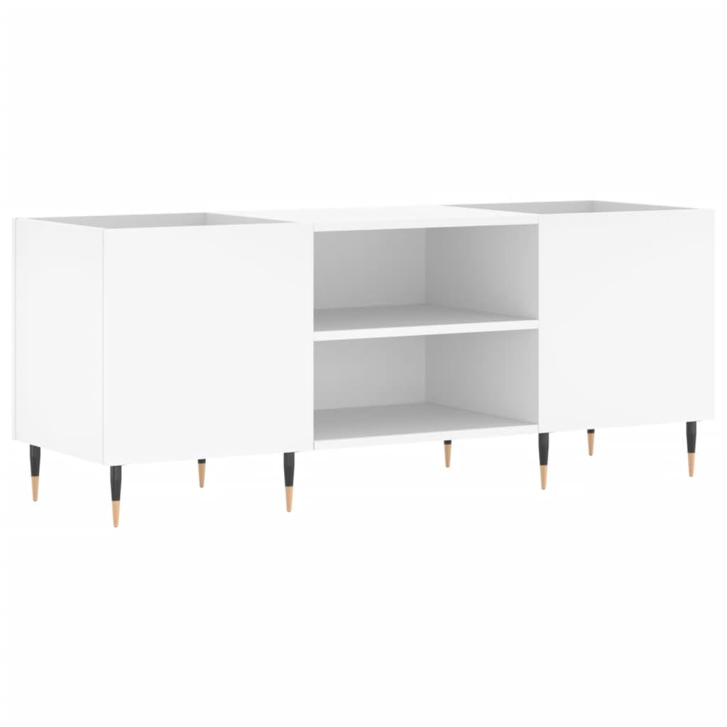 Armadio per dischi bianco, 121 x 38 x 48 cm, in vinile, con gambe in ferro, mobile fonofonico per dischi in vinile e giradischi, per collezione musicale, soggiorno