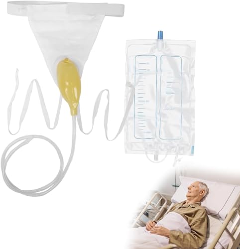 Colector Orina Silicona, Bolsa Orina Masculina Portátil Usable, Drenaje Orina de Silicona Reutilizable para Pacientes Ancianos Postrados en Cam