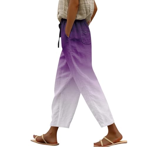 LCMTWX Flowy Linen Pants for Women 2025 Drawstring Pants Capri Pants 2025 Pants with Pockets Wide Leg Cropped Pants Cotton