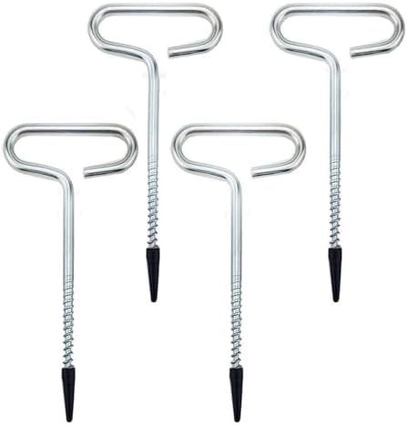 Hdtyyln 4Pcs Heavy Duty Tent Stakes, 18cm Ground Anchors, Threaded Peg for High Winds, Ice Fishing Shelter Nails, Metal Stake for Outdoor Summer Camping Activities, Durable Tent Fixer Spikes