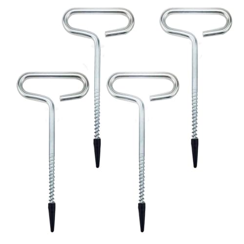 Hdtyyln 4Pcs Heavy Duty Tent Stakes, 18cm Ground Anchors, Threaded Peg for High Winds, Ice Fishing Shelter Nails, Metal Stake for Outdoor Summer Camping Activities, Durable Tent Fixer Spikes