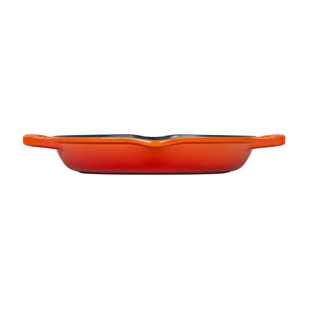 LE CREUSET Signature Hohe runde Grillpfanne aus Gusseisen, für alle Herdarten und Backöfen, 25 cm, Ofenrot, 20208250900422