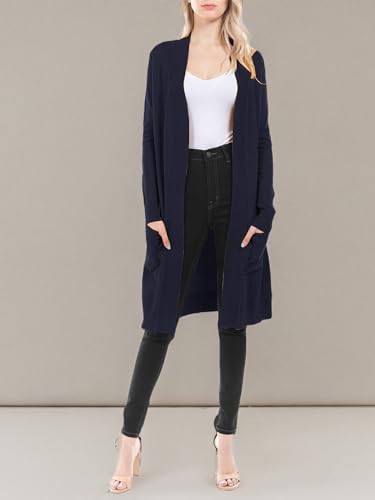 Image of STARJJ Womens Soft Stetchy Knit Longline Open Front Sweater Cardigan with Pockets (S-3X)