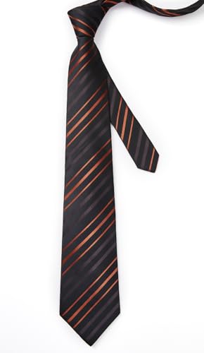 Image of Enlision Mens Ties Stripe Tie and Pocket Square Set Classic Formal Woven Neckties Handkerchief Cufflinks Wedding