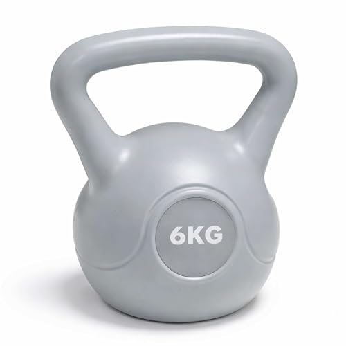 Image of ADEPTNA Kettlebell Weight 4kg / 6kg – Vinyl Coated Kettlebell for Home Workout, Strength Training, Core Exercise, Full Body Fitness, Gym & Conditioning (Grey, 6KG)