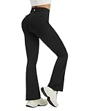 baleaf Women's Yoga Pants with 4 Cargo Pockets Scrunch Workout Flare Leggings High Waist Casual Gym Bell Bottom Black L