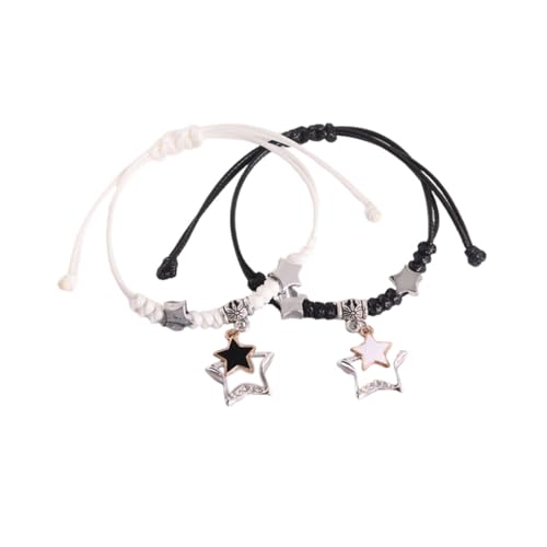 tenghong2021 Y2k Aesthetic Star Bracelet Handmade Star Love Strand Matching Couple Bracelets for Women Gift Charm Dainty Long Distance Relationship Jewelry