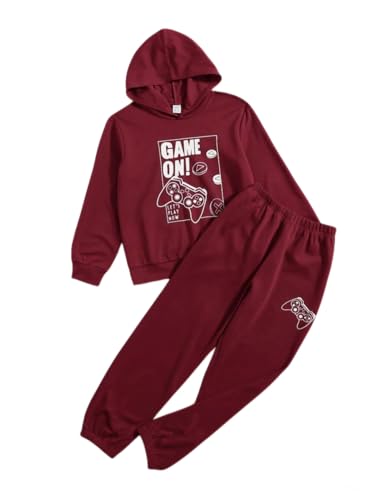 Cakaner Boys 2Pcs Sweat Shirt Tops & Pants Set Hoodie Sweatsuit for Fall/Winter (7-8T)