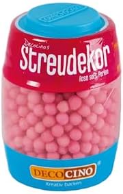 DECOCINO Essbare Perlen in Rosa (50g) – Streu-Dekor, Zucker-Streusel – matt-glänzende Zuckerperlen – perfekt zum Dekorieren von Torten, Kuchen und Cupcakes