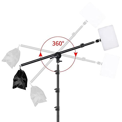 Image of PHOTOMAX Boom Arm Holder for Photography Lights with Bag 33 Tall Lighting Reflector Arm Stand Grip Swivel Head Clamp Holder Bracket Adapter (Arm Boom with 9ft Stand)