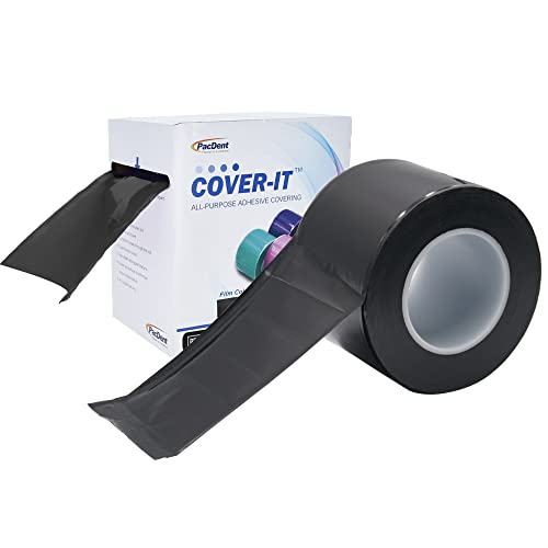 Pac-Dent Cover-It Barrier Film, Adhesive Tape Sheets To Protect Hard Surfaces, 1200 Sheets, 4 Inches X 6 Inches, Black #TOP4