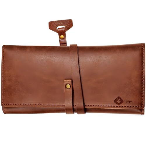 SPIPER PU Leather Tobacco Pipe Bag, Contains Up to 7