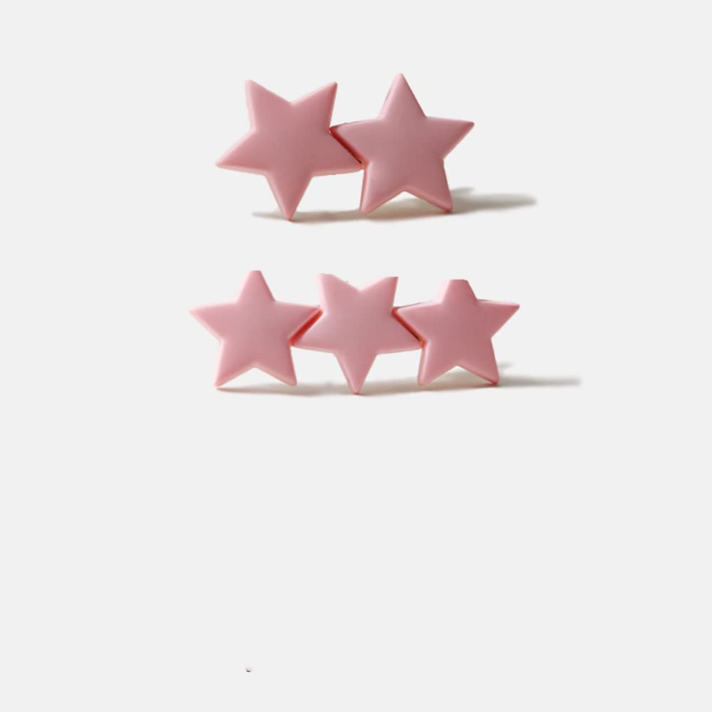 Pink Star Hairpin Cute Sweet Five-Pointed Star Side Clip Hairpin Double Ponytail Head Rope