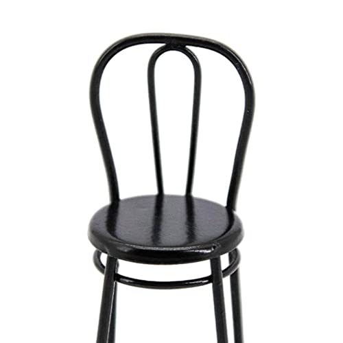 zalati Puppenhaus Miniaturstuhl Metall Handwerk Esszimmerstuhl Modell Miniatur Lebensszene Möbel Sitz Kleiner Ministuhl Spielzeug für Puppenhaus Heimdekoration Schwarz