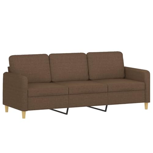 vidaXL Sofagarnitur 4-TLG., Sessel Couch mit Kissen Fußhocker, Sofa Wohnzimmersofa mit Armlehnen, Couchgarnitur Designsofa Sitzmöbel Polstermöbel, Braun Stoff – Bild 6