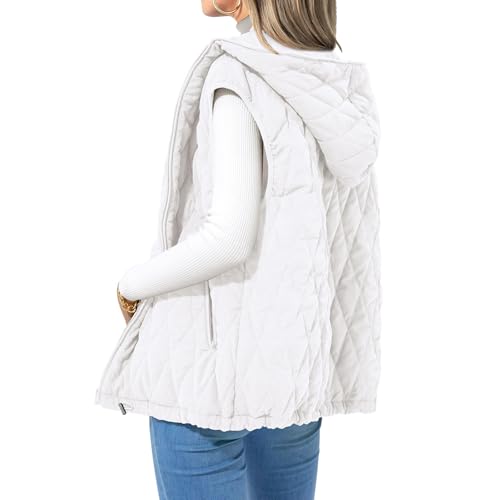 Womens Sleeveless Hoodie Vest Winter Warm Quilted Jacket Coats Lightweight Zip Up Vests