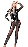 Damen Dessous und Reizwäsche Catsuit in schwarz glänzend skinny