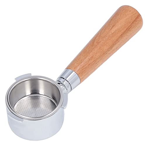 Portafiltro sin fondo con mango de acero inoxidable de haya italiano, americano, Italia, soporte para póster para filtro Porter sin fondo Expobar, 51 piezas de repuesto de máquina (51 haya modelo B)