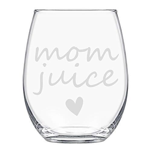 Mom Juice Stemless Wine Glass, Mom Gifts For Mom New Mom Women Wife Mom To Be Friends Birthday Christmas Mother's Day Valentine’s Day From Daughter Son, Funny 15Oz Mom Wine Glass #TOP5
