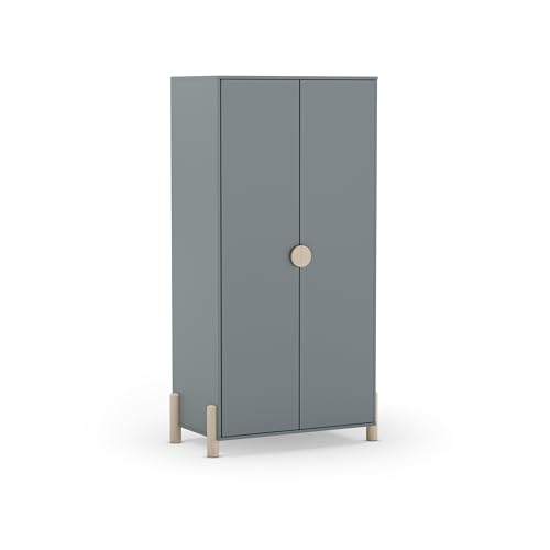 duehome | Armario Ropero 2 Puertas, Armario Dormitorio Juvenil, Modelo Misty Dawn, Acabado en Verde Salvia y Oak Soft, Medidas: 92,8 cm (Largo) x 180 cm (Alto) x 45 cm (Fondo)