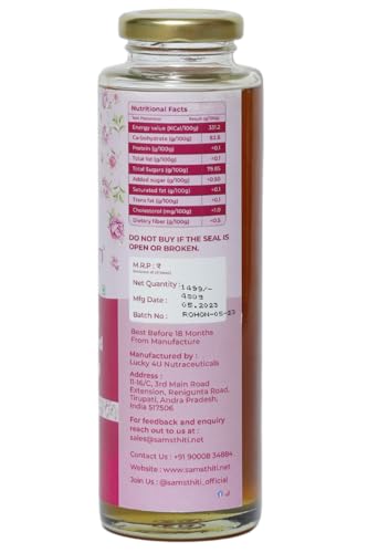 Image of Samsthiti Rose Infused Honey | Natural Honey with Rose Extract | Soothing & Refreshing Wellness Blend | 480 g