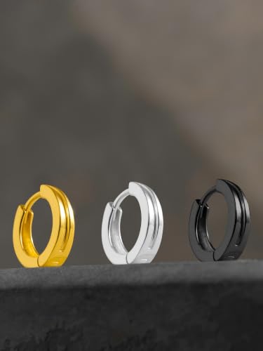 Image of ORIONZ Hoop Earrings for Men & Boys (1 Piece) - 925 Sterling Silver - Gift for Birthday Anniversary - 18k Gold Plated Jewellery - Men Fashion