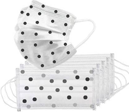 SteelManic 4 Ply Face Mask Export Quality Non Woven Fabric Non Surgical Black Polka Dot Disposable Face Mask With Nose Pin Surgical Mask With Melt Blown Fabric Layer (Pack of 100, 4 Ply)