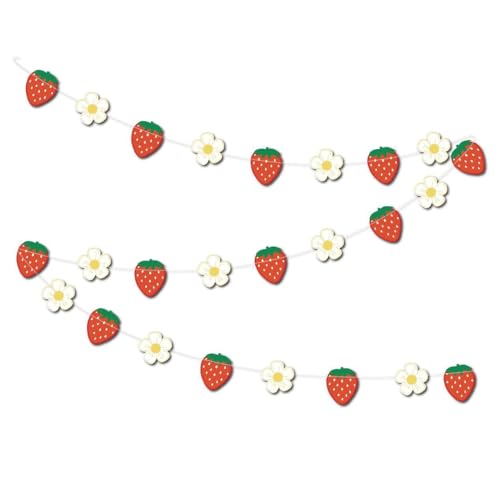 2 paquetes de 20 pies de fresa de flores para decoración de fiesta de cumpleaños, baby shower (fresa)