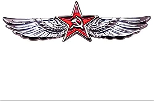 Image of LAOSEP Red Star Wing Badge Brooch Pin - 30mm*20mm, Alloy Metal, Butterfly Clasp, Unisex, USSR, Russian Fleet, Civil, Collar Pin, Hat Badge