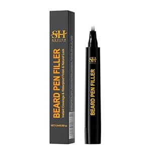Sevich Beard Pencil Filler for Men Black, Instant Beard Dye for Men,48h Waterproof & Sweatproof, 4-Prong Tip for Seamless Application, Enhances All Beard Types with Fuller