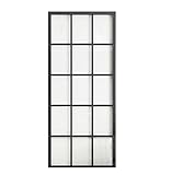 DIYHD 30x84 Black Aluminum Frame Glass Sliding Barn Door Slab Interior Clear Tempered Glass Partition Door Panel(Disassembled,No Sliding Hardware)