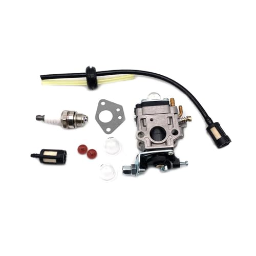 15mm キャブレター キット 刈払機 に適合する 43cc 49cc 52cc 刈払機用 シール ホース スパーク プラグ ガソリン フィルター 交換部品付き(緑)
