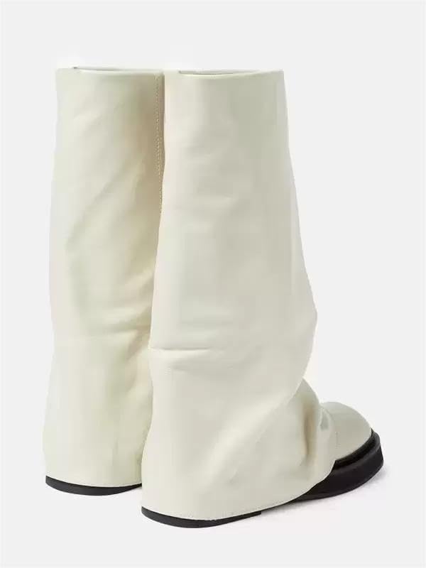 MissHeel Fold Over Mid Calf Flat Boots for Women Comfortable4