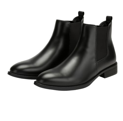 Image of Men's Leather Chelsea Boots | Ankle Boots with Textured Finish Formal & Smart Casual Boots | Comfortable Fit, Trendy, Stylish Boots | Leather Boots for Office /Fashionable