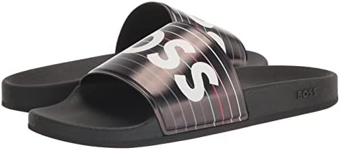 BOSS Men's Big Logo Slide Sandals, Charcoal Stripe, 8 | Image 6