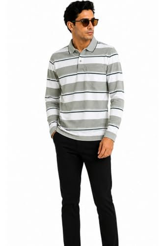 Image of SANE ORIGINALS Men's Full Sleeve Polo T-Shirt with Pocket, Premium Cotton Blend Collar Neck Tee
