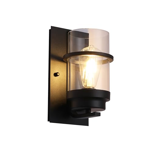 ZQLWLXYZD Modern Farmhouse Wall Sconce,Black Industrial Cylinder Glass Wall Light Fixture,Indoor...