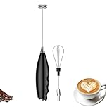 Milk Frother Handheld, Rechargeable Milk Frother Handheld with 2 Detachable Stainless Steel Whisks, Adjustable Electric Whisk Foam Maker, Hand Mixer for Lattes, Cappuccino, Matcha, Egg (Black)