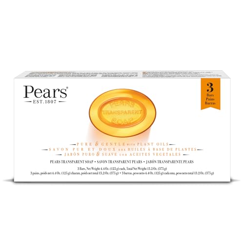 Pears Original Glycerin Soap Bar - Pure & Gentle Glow | With 98% Pure Glycerin | For Hydration & Glow | With Plant Based Cleanser for Skin & Body | Paraben-free | 125gms x 3