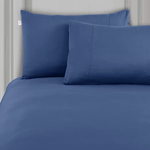 Image of Spread Spain Madison Avenue Cotton with Light Silky and Sateen 400 Thread Count 2 Pillow Cover (18 inch x 27 inch inch American Blue)