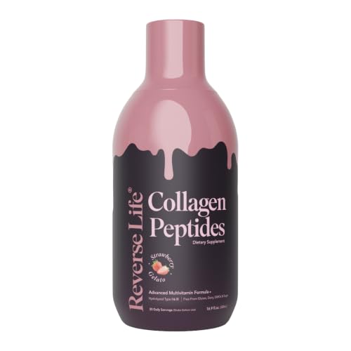 Reverse Life - Strawberry Delight Collagen Supplement 500ml Skin Hair & Nails Support for Women & Men with Bovine Collagen Biotin Vitamin D3 Folic Acid & Hyaluronic Acid
