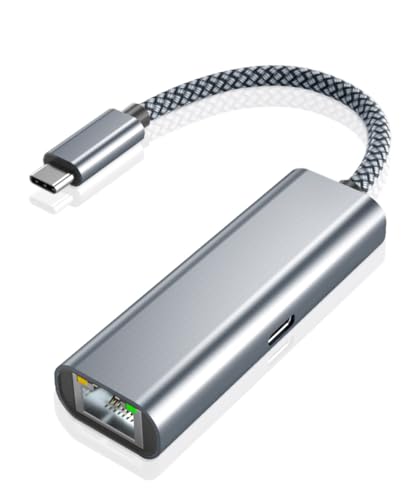 RUXELY Adaptador USB C a Gigabit Ethernet con Fuente Alimentación,Cable Cargador PD Tipo C 60W y Puerto Red RJ45 Thunderbolt 3 WiFi para iPhone 15 16,Google Chromecast 2022,Mac,iPad 10,Laptop,Android