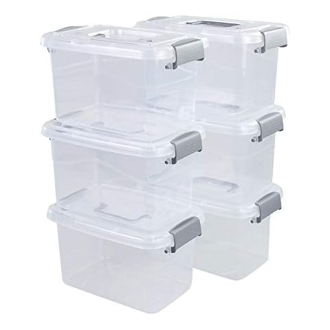 Vcansay 5 L Plastic Storage Boxes with Lids and Handles, 6 Packs Cover